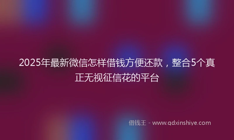 2025年最新微信怎样借钱方便还款，整合5个真正无视征信花的平台