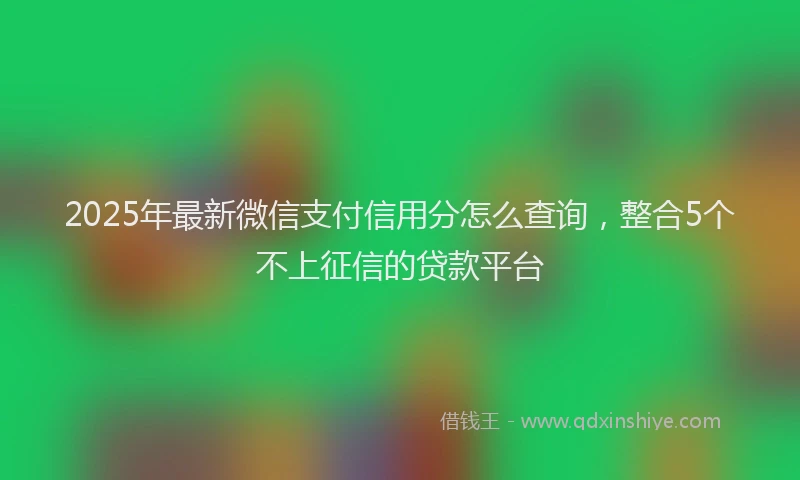 2025年最新微信支付信用分怎么查询，整合5个不上征信的贷款平台