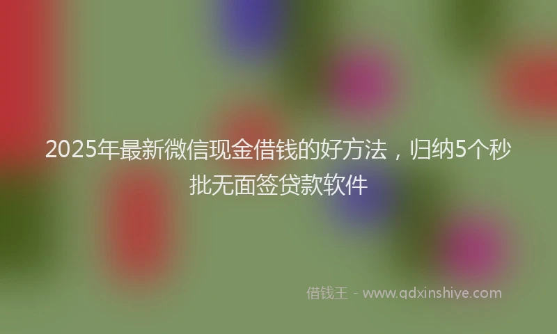 2025年最新微信现金借钱的好方法，归纳5个秒批无面签贷款软件