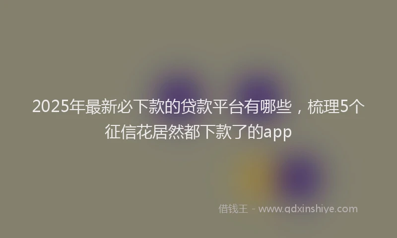 2025年最新必下款的贷款平台有哪些，梳理5个征信花居然都下款了的app
