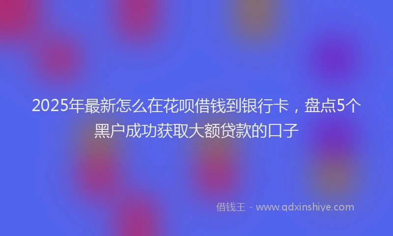 2025年最新怎么在花呗借钱到银行卡，盘点5个黑户成功获取大额贷款的口子