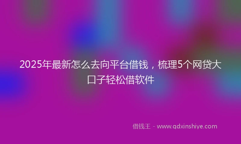 2025年最新怎么去向平台借钱，梳理5个网贷大口子轻松借软件