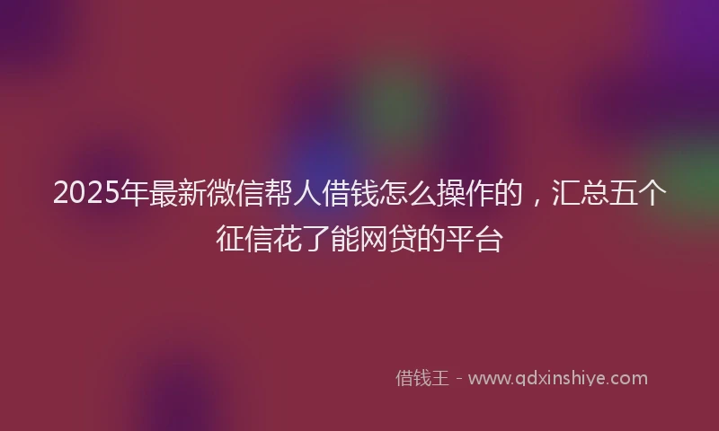 2025年最新微信帮人借钱怎么操作的，汇总五个征信花了能网贷的平台