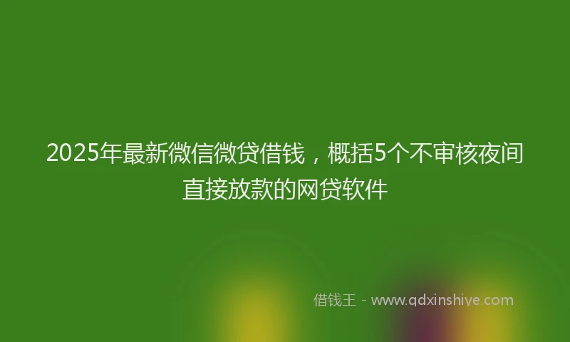 2025年最新微信微贷借钱，概括5个不审核夜间直接放款的网贷软件