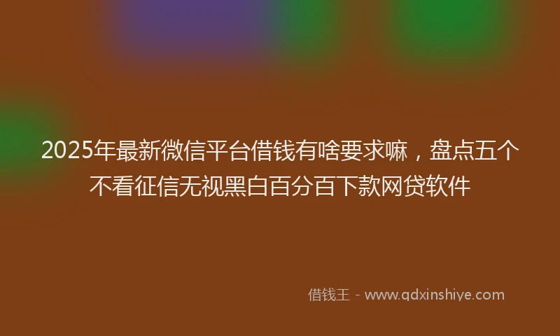 2025年最新微信平台借钱有啥要求嘛，盘点五个不看征信无视黑白百分百下款网贷软件