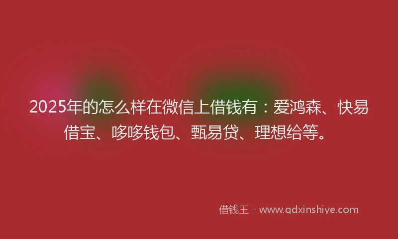 2025年的怎么样在微信上借钱有：爱鸿森、快易借宝、哆哆钱包、甄易贷、理想给等。