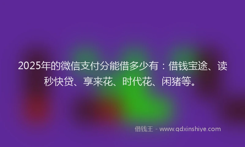 2025年的微信支付分能借多少有：借钱宝途、读秒快贷、享来花、时代花、闲猪等。