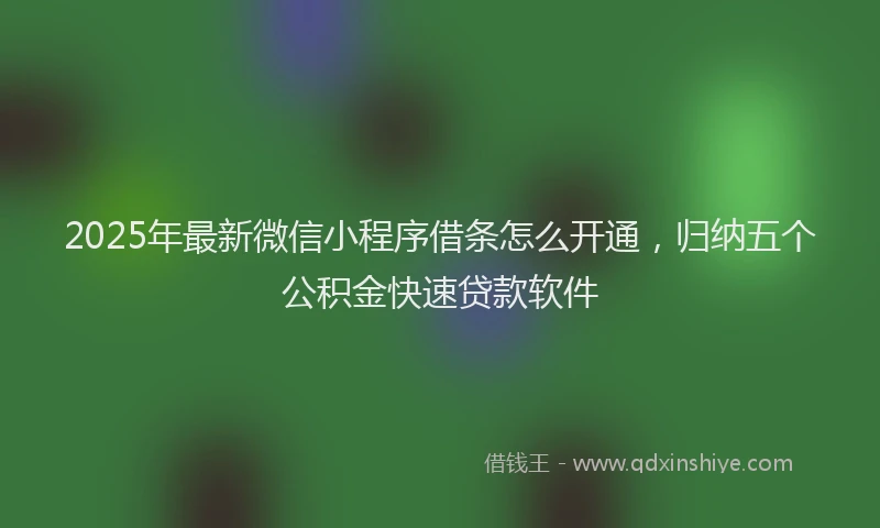 2025年最新微信小程序借条怎么开通，归纳五个公积金快速贷款软件