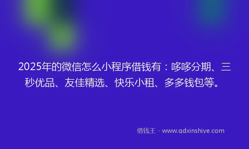 2025年的微信怎么小程序借钱有：哆哆分期、三秒优品、友佳精选、快乐小租、多多钱包等。