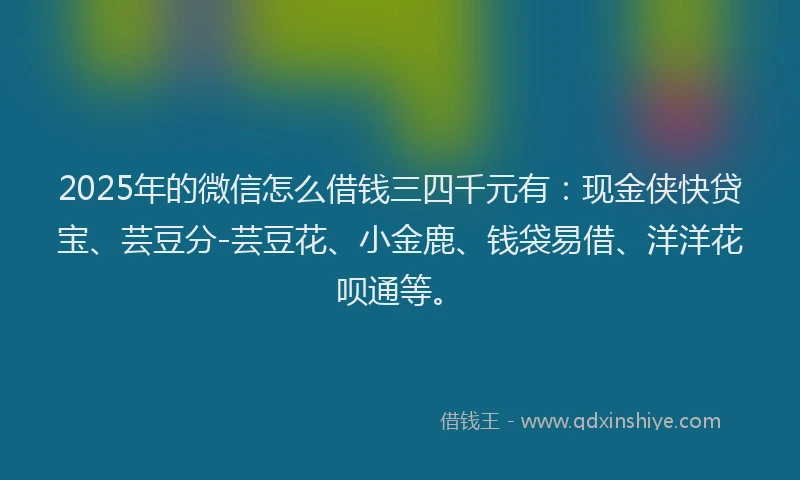 2025年的微信怎么借钱三四千元有：现金侠快贷宝、芸豆分-芸豆花、小金鹿、钱袋易借、洋洋花呗通等。