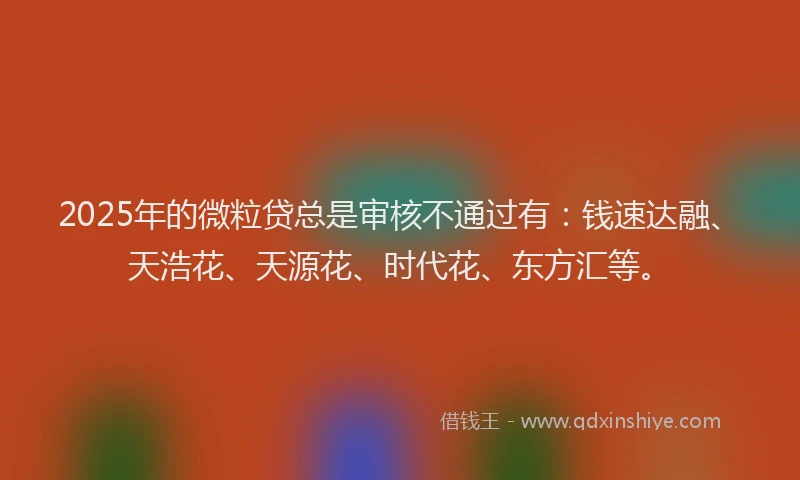 2025年的微粒贷总是审核不通过有：钱速达融、天浩花、天源花、时代花、东方汇等。