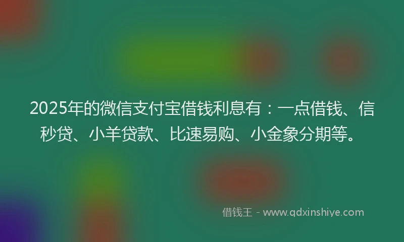 2025年的微信支付宝借钱利息有：一点借钱、信秒贷、小羊贷款、比速易购、小金象分期等。