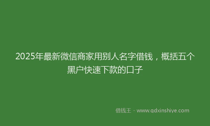 2025年最新微信商家用别人名字借钱，概括五个黑户快速下款的口子