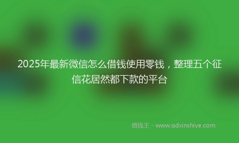 2025年最新微信怎么借钱使用零钱，整理五个征信花居然都下款的平台