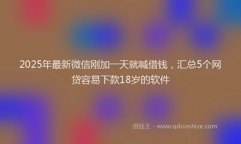 2025年最新微信刚加一天就喊借钱，汇总5个网贷容易下款18岁的软件