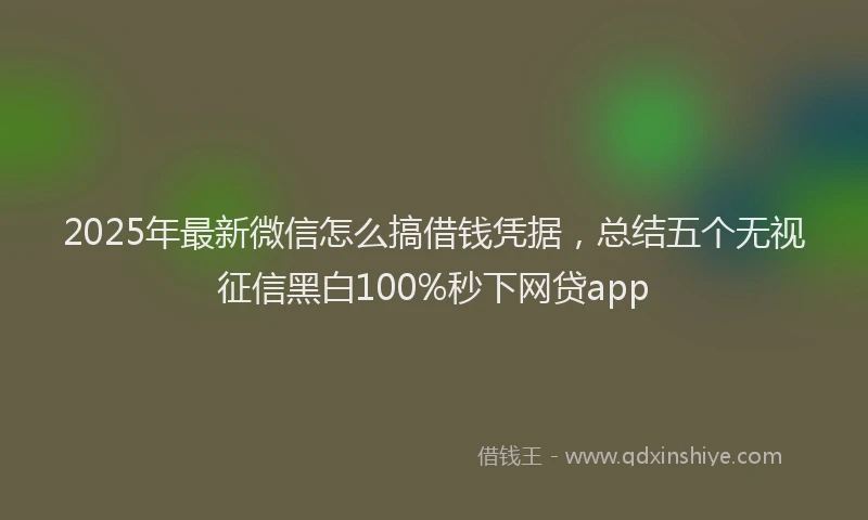 2025年最新微信怎么搞借钱凭据，总结五个无视征信黑白100%秒下网贷app