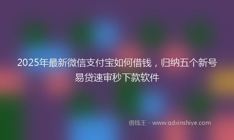 2025年最新微信支付宝如何借钱，归纳五个新号易贷速审秒下款软件
