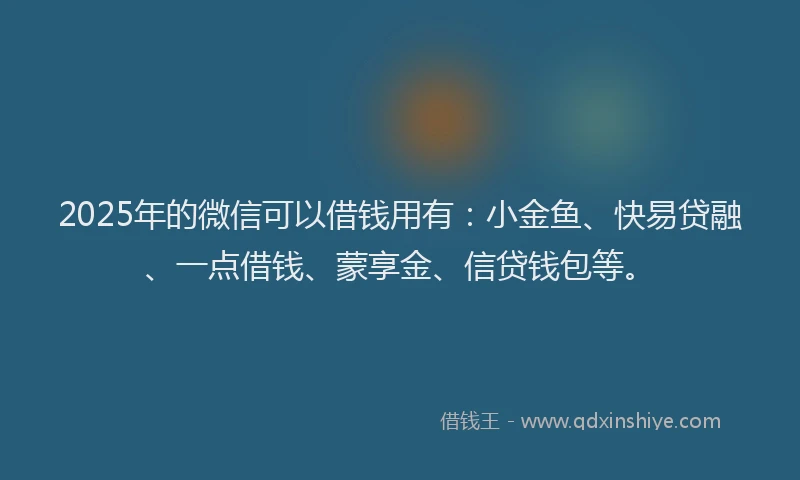 2025年的微信可以借钱用有：小金鱼、快易贷融、一点借钱、蒙享金、信贷钱包等。