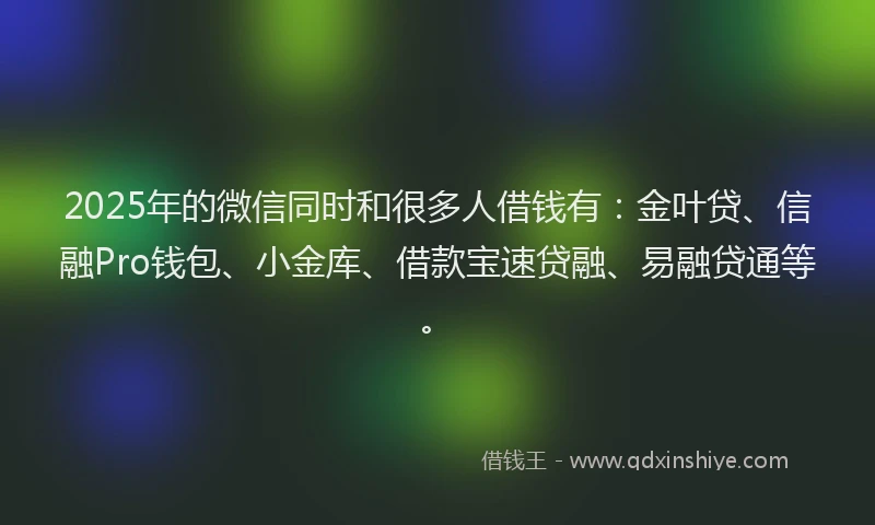 2025年的微信同时和很多人借钱有：金叶贷、信融Pro钱包、小金库、借款宝速贷融、易融贷通等。