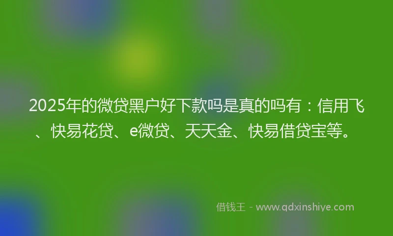 2025年的微贷黑户好下款吗是真的吗有：信用飞、快易花贷、e微贷、天天金、快易借贷宝等。