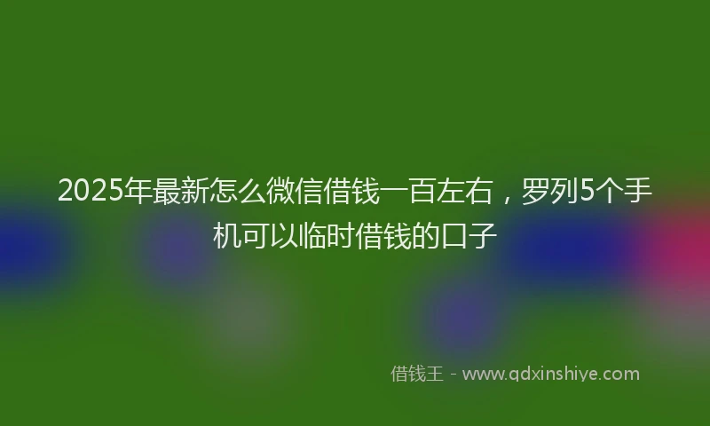 2025年最新怎么微信借钱一百左右，罗列5个手机可以临时借钱的口子