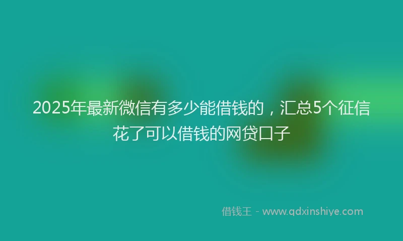 2025年最新微信有多少能借钱的，汇总5个征信花了可以借钱的网贷口子