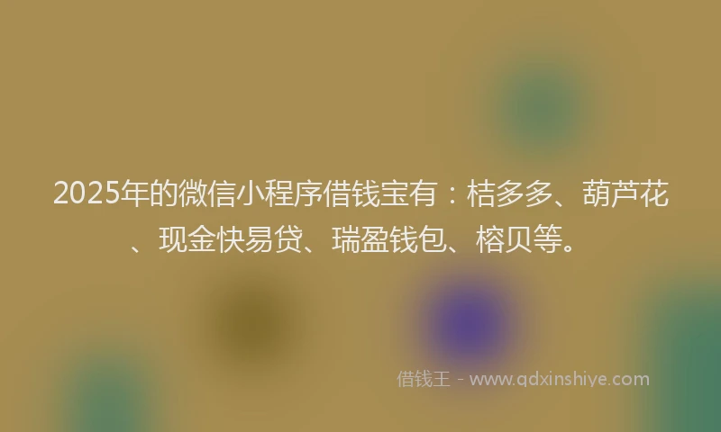 2025年的微信小程序借钱宝有：桔多多、葫芦花、现金快易贷、瑞盈钱包、榕贝等。