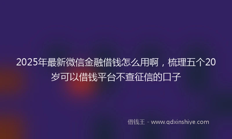 2025年最新微信金融借钱怎么用啊，梳理五个20岁可以借钱平台不查征信的口子