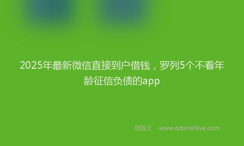 2025年最新微信直接到户借钱，罗列5个不看年龄征信负债的app
