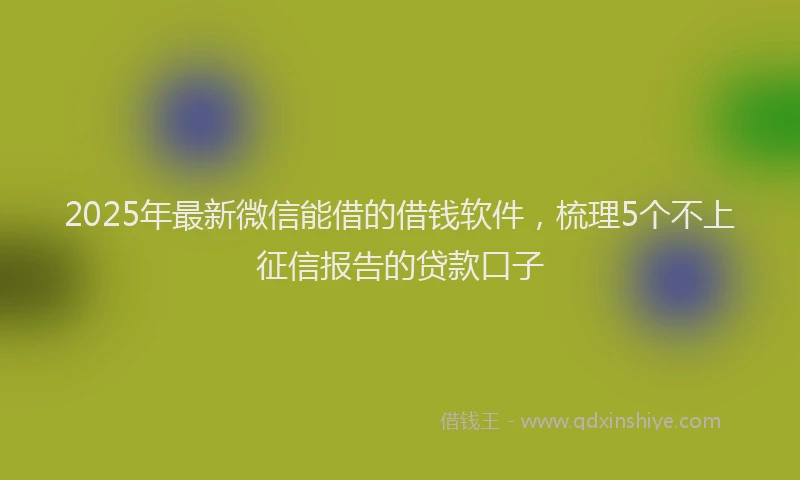2025年最新微信能借的借钱软件，梳理5个不上征信报告的贷款口子