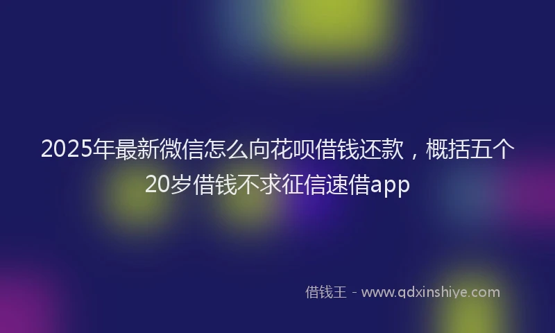 2025年最新微信怎么向花呗借钱还款，概括五个20岁借钱不求征信速借app