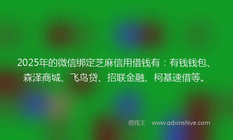 2025年的微信绑定芝麻信用借钱有：有钱钱包、森泽商城、飞鸟贷、招联金融、柯基速借等。