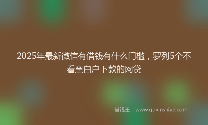 2025年最新微信有借钱有什么门槛，罗列5个不看黑白户下款的网贷