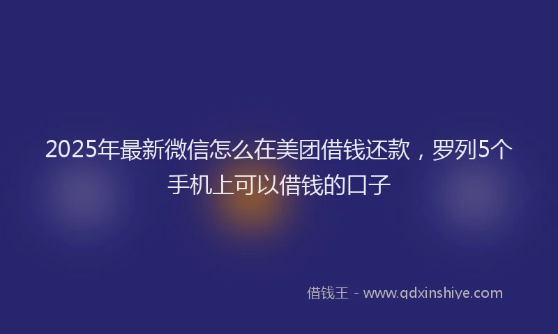 2025年最新微信怎么在美团借钱还款，罗列5个手机上可以借钱的口子