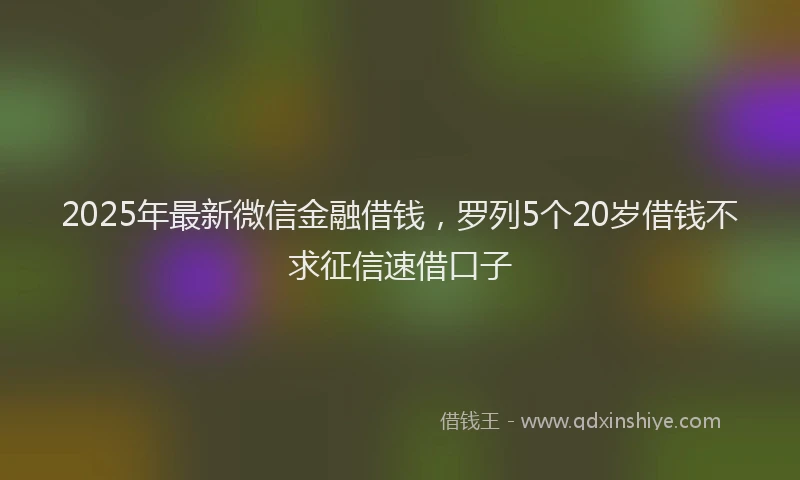 2025年最新微信金融借钱，罗列5个20岁借钱不求征信速借口子
