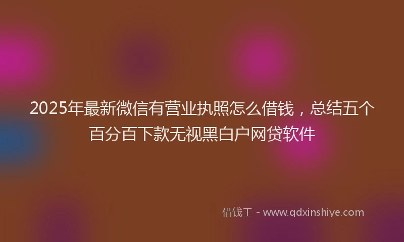 2025年最新微信有营业执照怎么借钱，总结五个百分百下款无视黑白户网贷软件