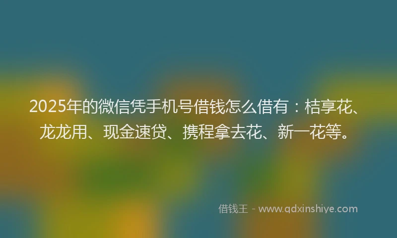 2025年的微信凭手机号借钱怎么借有：桔享花、龙龙用、现金速贷、携程拿去花、新一花等。