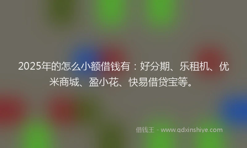 2025年的怎么小额借钱有：好分期、乐租机、优米商城、盈小花、快易借贷宝等。
