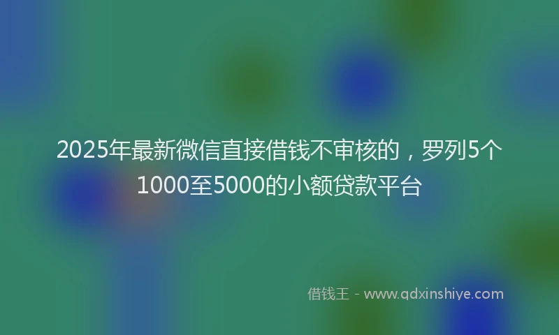 2025年最新微信直接借钱不审核的，罗列5个1000至5000的小额贷款平台