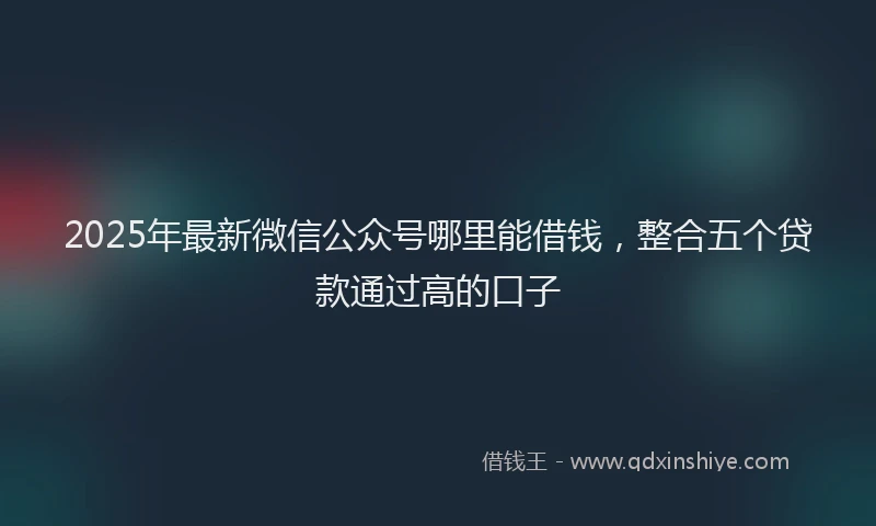 2025年最新微信公众号哪里能借钱，整合五个贷款通过高的口子