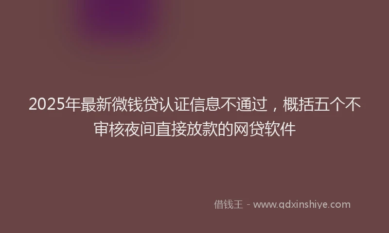 2025年最新微钱贷认证信息不通过，概括五个不审核夜间直接放款的网贷软件