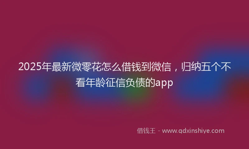 2025年最新微零花怎么借钱到微信，归纳五个不看年龄征信负债的app