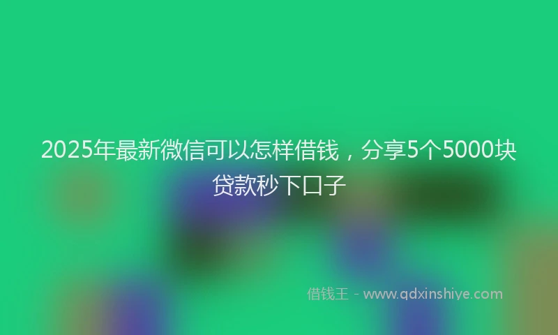 2025年最新微信可以怎样借钱，分享5个5000块贷款秒下口子