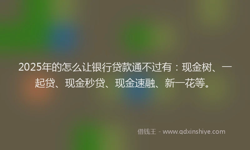 2025年的怎么让银行贷款通不过有：现金树、一起贷、现金秒贷、现金速融、新一花等。
