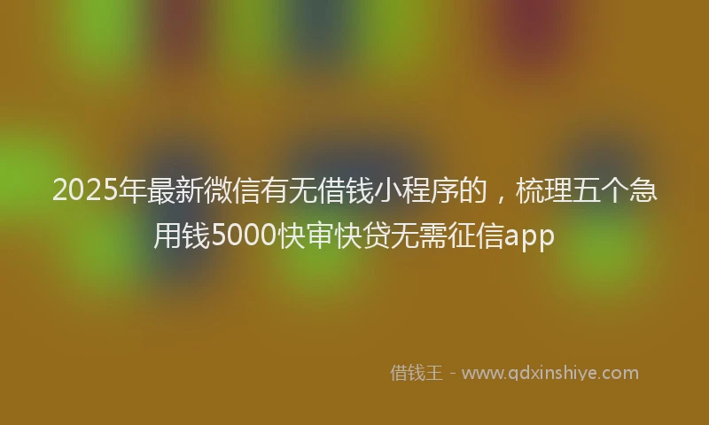 2025年最新微信有无借钱小程序的，梳理五个急用钱5000快审快贷无需征信app