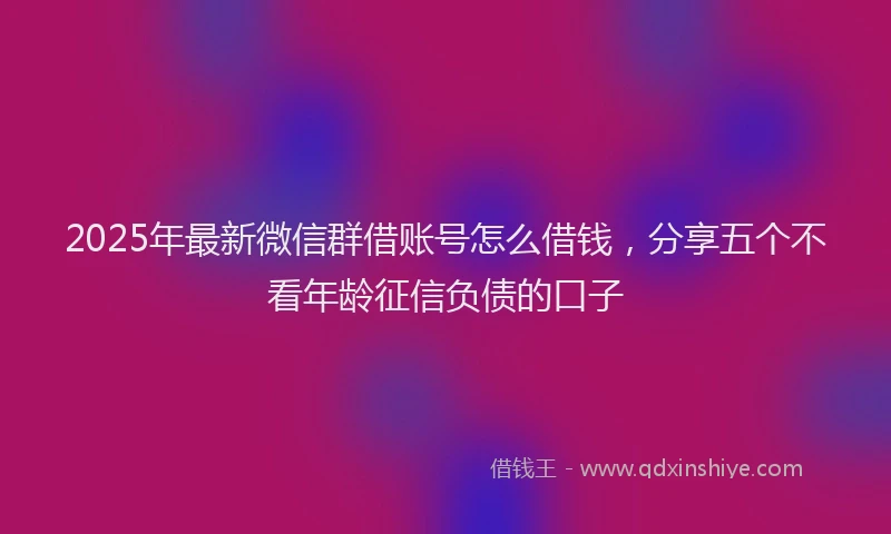 2025年最新微信群借账号怎么借钱，分享五个不看年龄征信负债的口子
