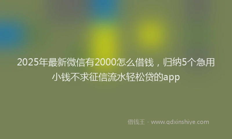 2025年最新微信有2000怎么借钱，归纳5个急用小钱不求征信流水轻松贷的app