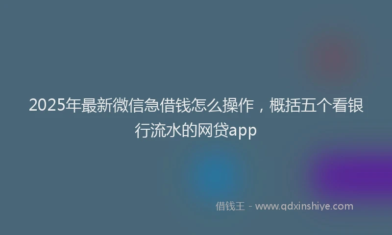 2025年最新微信急借钱怎么操作，概括五个看银行流水的网贷app
