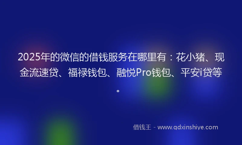 2025年的微信的借钱服务在哪里有：花小猪、现金流速贷、福禄钱包、融悦Pro钱包、平安i贷等。
