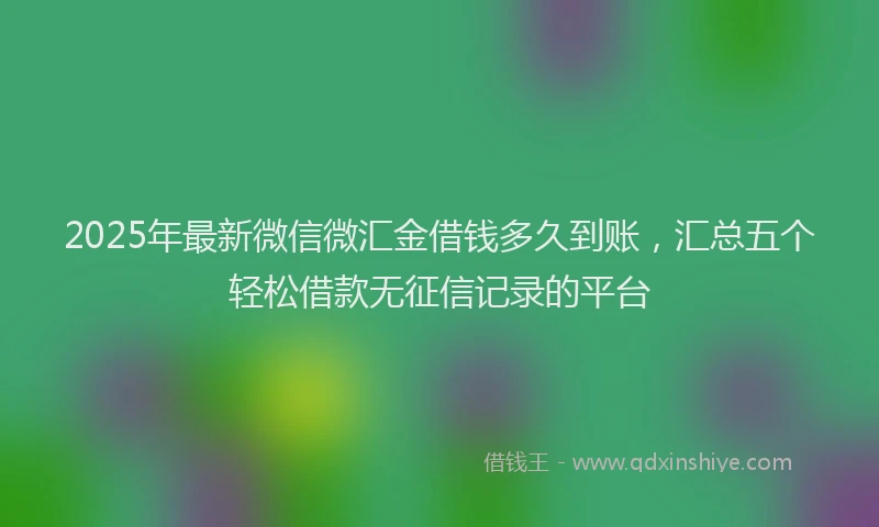 2025年最新微信微汇金借钱多久到账，汇总五个轻松借款无征信记录的平台